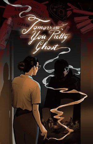 Poster in sepia tones of a woman with her back to the viewer, looking at a silhouetted man. Smoke trails from a joint in her hands and forms the title type.